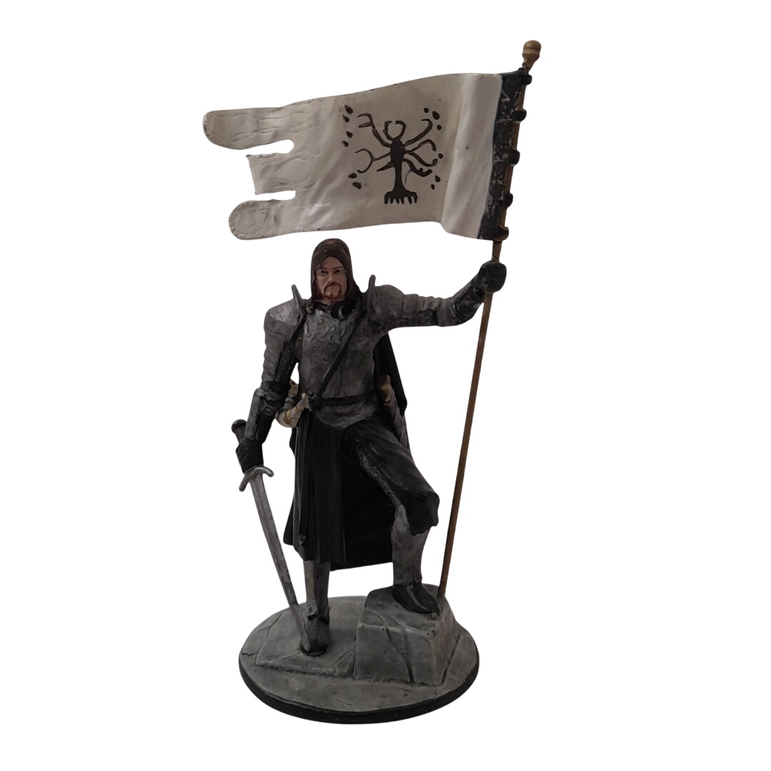 Figurine Boromir (Le Seigneur des Anneaux) avec Bannière de Gondor - 9 cm Très bon état -  reconditionné disponible sur Label Emmaüs